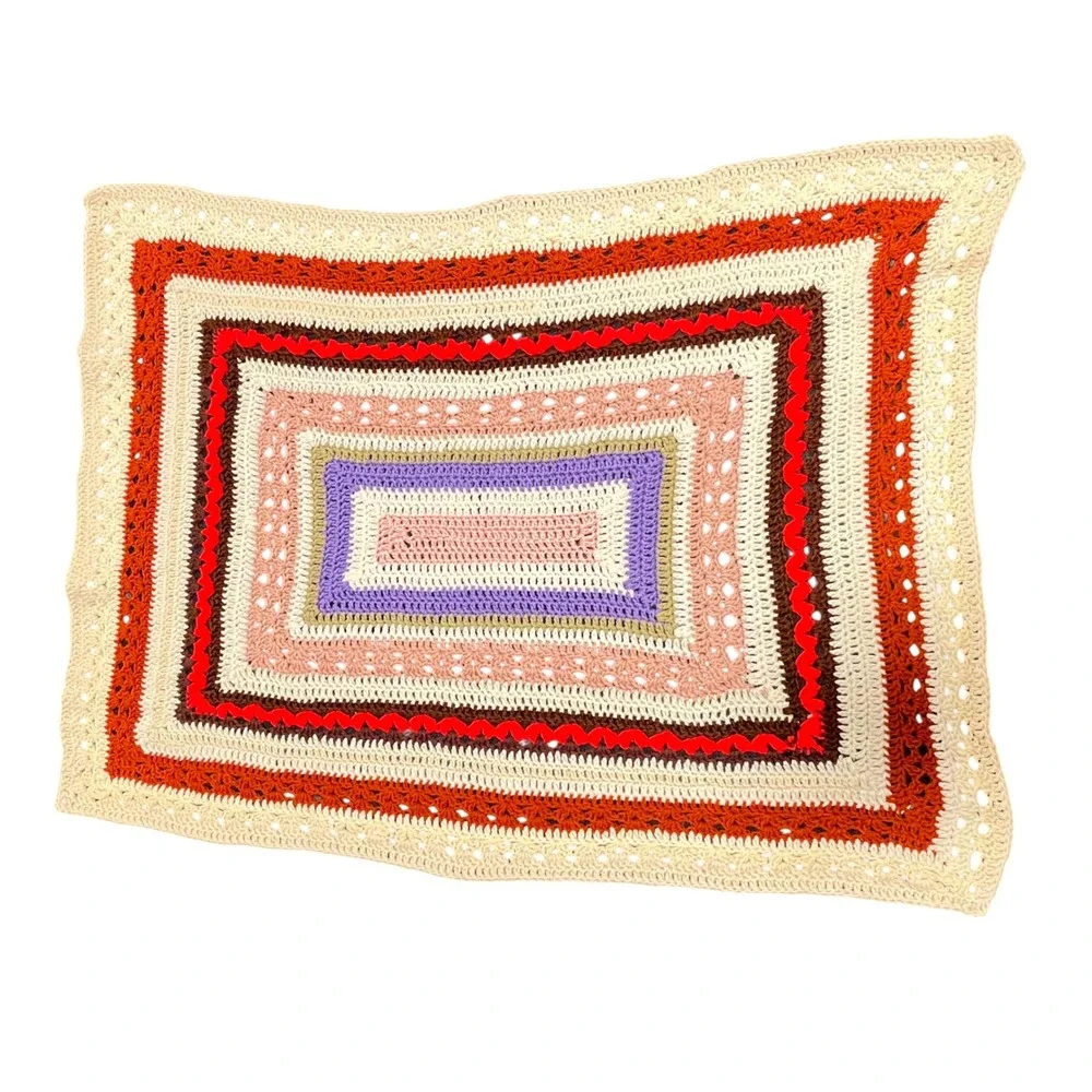 Crochet Afghan‎ Blanket Throw Colorful Handmade Granny Square Style 41